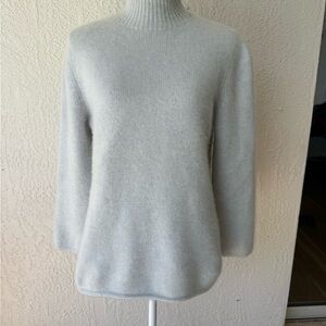 Brunello Cucinelli Womens Cashmere Baby Blue Turtle Funnel Neck Sweater Italy